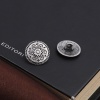 Picture of Zinc Based Alloy Sewing Shank Buttons Round Antique Silver Flower Carved 15mm Dia., 10 PCs