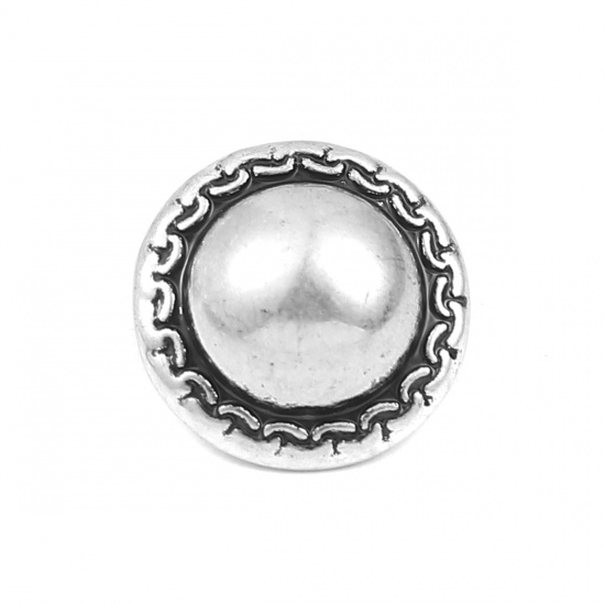 Picture of Zinc Based Alloy Sewing Shank Buttons Round Antique Silver 13mm Dia., 10 PCs