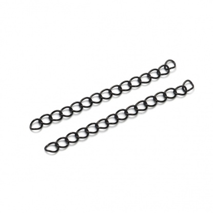 Picture of Stainless Steel Link Curb Chain Black 5x4mm, 10 PCs（Each chain is about 5.5cm long）
