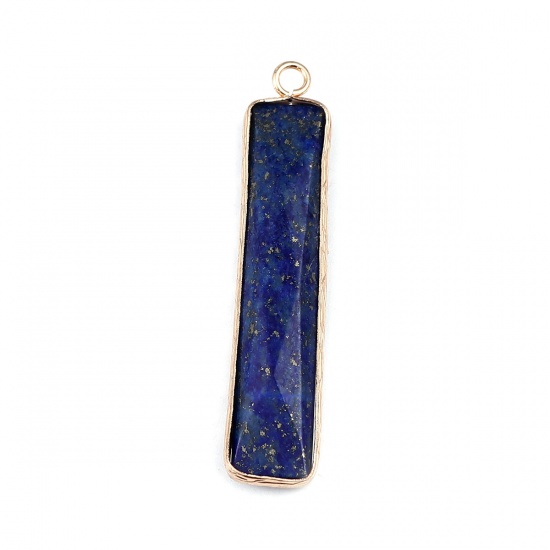 Bild von (Klasse A) Türkis ( Natur ) Anhänger Rechteck Vergoldet Blau 4.6cm x 0.9cm, 1 Stück