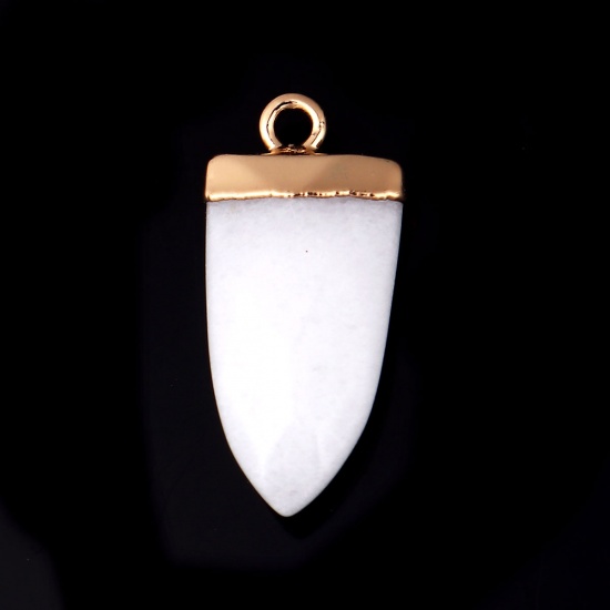 Picture of (Grade A) Stone ( Natural ) Charms Gold Plated White Drop 25mm x 11mm, 1 Piece