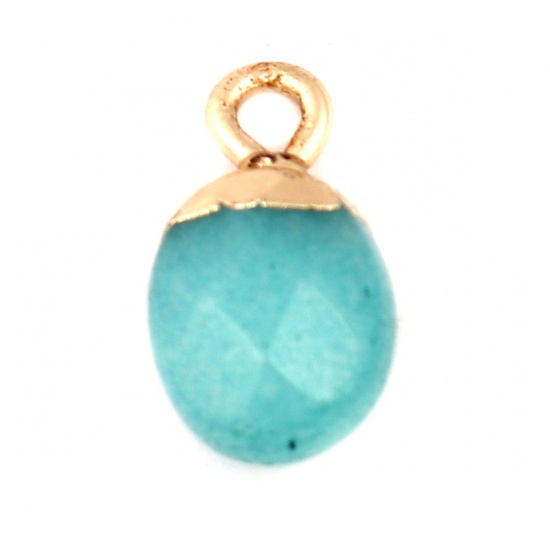 Picture of (Grade B) Malachite ( Natural ) Charms Oval Blue 14mm x 9mm - 13mm x 8mm, 1 Piece