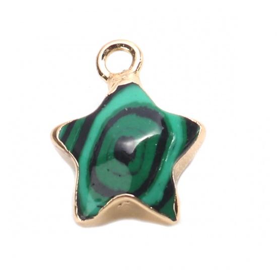 Bild von (Klasse B) Kupfer & Malachit ( Natur ) Charms Pentagramm Stern Grün 15mm x 13mm, 1 Stück