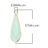 Bild von (Klasse B) Stein + Kupfer ( Natur ) Anhänger Tropfen Vergoldet Hellgrün Facettiert 3.7cm x 1.2cm, 1 Stück
