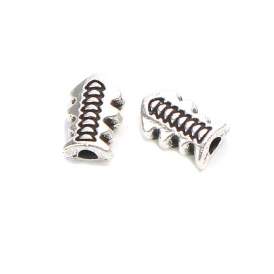 Picture of Zinc Based Alloy Spacer Beads Fish Bone Antique Silver About 8mm x 5mm, Hole: Approx 1.4mm, 100 PCs
