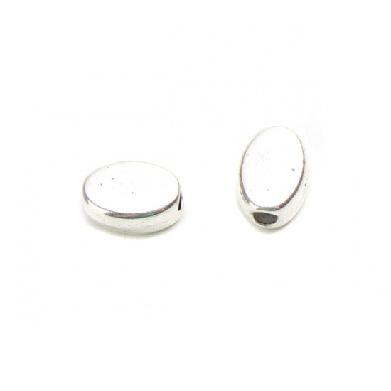 Picture of Zinc Based Alloy Spacer Beads Oval Antique Silver About 6mm x 4mm, Hole: Approx 1.3mm, 100 PCs