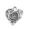 Picture of Zinc Based Alloy Charms Heart Antique Silver Carved Pattern 19mm x 17mm, 20 PCs