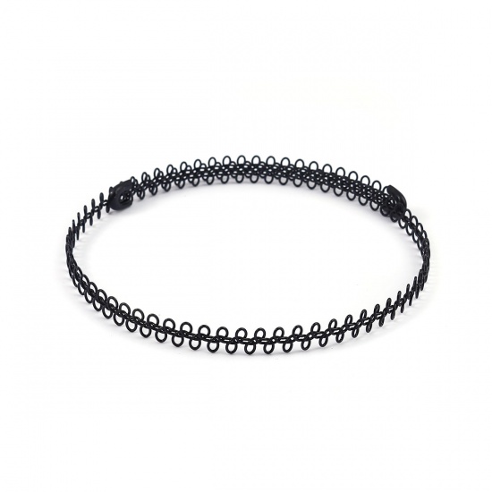 Picture of 304 Stainless Steel Collar Neck Ring Necklace Black Round Wave 42cm(16 4/8") long, 1 Piece