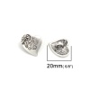 Picture of Zinc Based Alloy Sewing Shank Buttons Heart Antique Silver Flower Carved 20mm x 17mm, 10 PCs