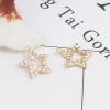 Image de Breloques en Cuivre Etoile 18k Or Rempli Creux à Strass Transparent 13mm x 12mm, 2 Pcs