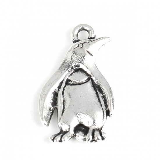 Picture of Zinc Based Alloy Charms Penguin Animal Antique Silver 20mm x 12mm, 30 PCs