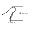 Picture of Zinc Based Alloy Ear Wire Hooks Earring Findings Gunmetal 20mm x 18mm, Post/ Wire Size: (21 gauge), 200 PCs
