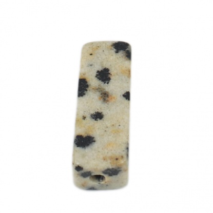 Picture of Stone ( Natural ) Beads Off-white Rectangle Spot About 14mm x 5mm, Hole: Approx 1.4mm, 10 PCs