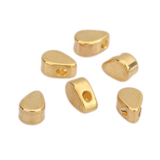Picture of Copper Beads Drop 18K Real Gold Plated About 6mm x 4mm, Hole: Approx 1.1mm, 200 PCs