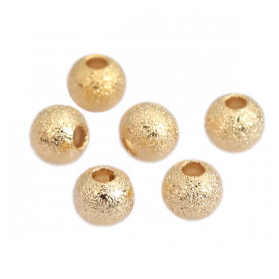 Picture of Copper Beads Round 18K Real Gold Plated Sparkledust About 4mm Dia, Hole: Approx 1mm, 200 PCs