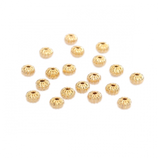 Picture of Copper Beads Round 18K Real Gold Plated About 4mm Dia, Hole: Approx 0.9mm, 200 PCs