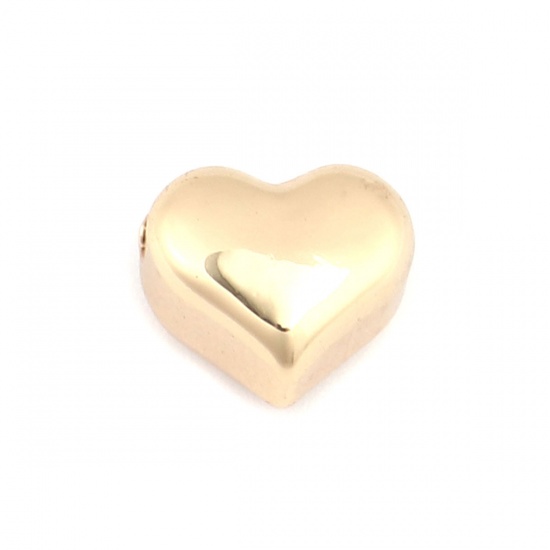 Picture of 304 Stainless Steel Beads Heart 18K Real Gold Plated 11mm x 9mm, Hole: Approx 1.9mm, 2 PCs