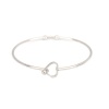Picture of 304 Stainless Steel Bangles Bracelets Silver Tone Round Heart Can Open 20cm(7 7/8") long, 2 PCs