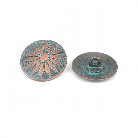 Picture of Zinc Based Alloy Metal Patina Sewing Shank Buttons Oval Antique Copper 25mm x 22mm, 10 PCs