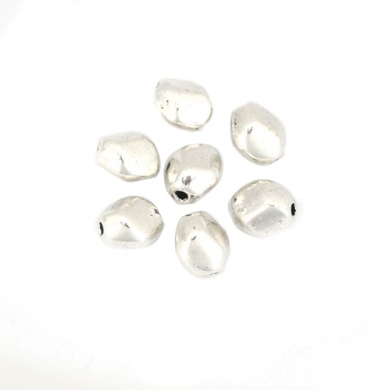 Picture of Zinc Based Alloy Beads Oval Antique Silver About 7mm x 6mm, Hole: Approx 1.2mm, 100 PCs