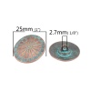 Picture of Zinc Based Alloy Metal Patina Sewing Shank Buttons Oval Antique Copper 25mm x 22mm, 10 PCs