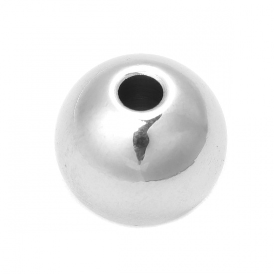 Bild von 304 Edelstahl Perlen Rund Silberfarbe ca. 12mm D., Loch: ca. 3mm, 5 Stück