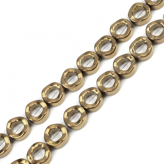 Immagine di Ematite ( Naturale ) Perline Anello Oro Come 12mm Dia., Foro:circa 1.1mm, 43cm L unghezza, 1 Filo (Corca 34 Pz/ Sfilza)