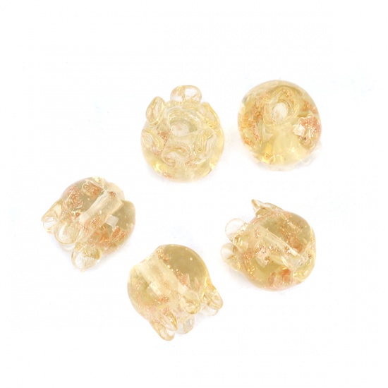 Bild von Muranoglas Perlen Blumen Hellgelb ca 9mm x 9mm, 5 Stück