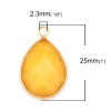Bild von (Klasse B) Stein ( Natur ) Charms Tropfen Vergoldet Gelb Facettiert 25mm x 16mm, 10 Stück