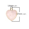 Bild von (Klasse A) Rosenquarz ( Natur ) Charms Herz Vergoldet Hellrosa 17mm x 14mm, 1 Stück