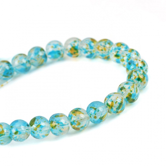 Immagine di Vetro Perline Tondo Giallo & Blu Circa 9mm - 8mm Dia, Foro: Circa 1.2mm, lunghezza: 32.5cm, 1 Filo (Circa 42 Pezzi/Treccia)