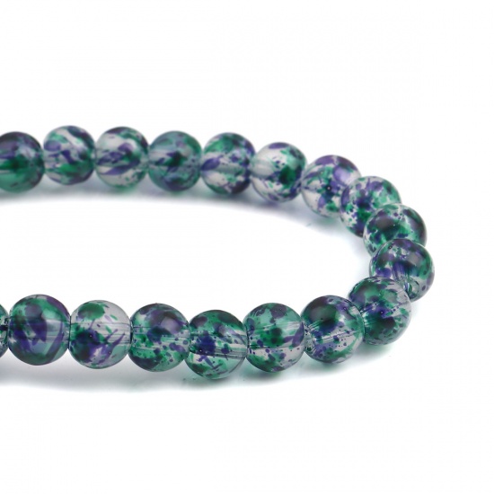 Immagine di Vetro Perline Tondo Multicolore Circa 8mm Dia, Foro: Circa 1.4mm, lunghezza: 28.5cm, 1 Pz (Circa 42 Pezzi/Treccia)