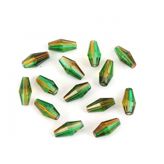 Immagine di Vetro Perline Vaso Verde & Marrone Doppio Colore Sezione Circa 11mm x 6mm, Foro: Circa 1.5mm, 50 Pz