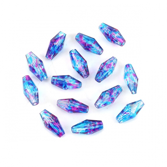 Immagine di Vetro Perline Vaso Viola & Blu Sezione Circa 11mm x 6mm, Foro: Circa 1.5mm, 50 Pz