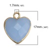 Bild von (Klasse B) Stein ( Natur ) Charms Herz Vergoldet Hellblau 17mm x 14mm, 1 Stück