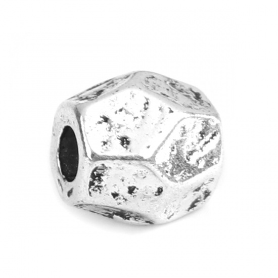 Picture of Zinc Based Alloy Beads Barrel Antique Silver About 7mm x 7mm, Hole: Approx 2.4mm, 25 PCs