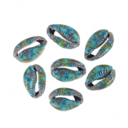 Image de Perles en Coquille Escargot de Mer Multicolore Papillons 25mm x 17mm-18mm x 14mm, 10 Pcs