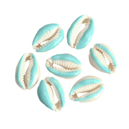 Image de Perles en Coquille Escargot de Mer Bleu Clair 25mm x 17mm-18mm x 14mm, 10 Pcs