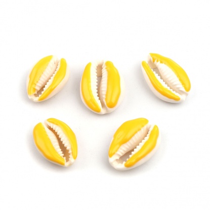 Image de Perles en Coquille Escargot de Mer Jaune 25mm x 17mm-18mm x 14mm, 10 Pcs