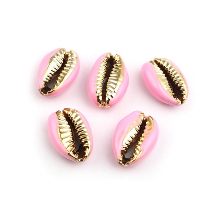 Image de Perles en Coquille Escargot de Mer Rose Or 24mm x 16mm-17mm x 13mm, 5 Pcs