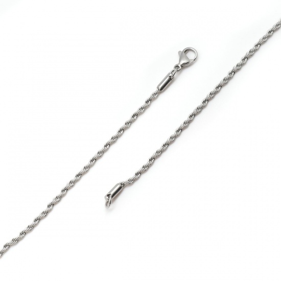 Imagen de 304 Acero Inoxidable Cadena Trenzada Collares Tono de Plata Con Broche de Langosta 75cm longitud, 1 Unidad