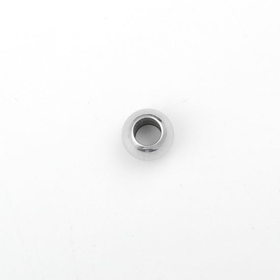 Bild von 304 Edelstahl Perlen Rund Silberfarbe ca. 6mm D., Loch: ca. 3mm, 20 Stück