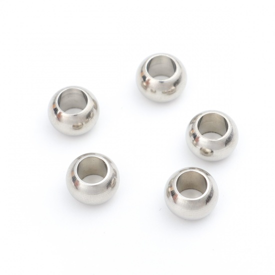 Bild von 304 Edelstahl Perlen Rund Silberfarbe ca. 8mm D., Loch: ca. 4.3mm, 10 Stück