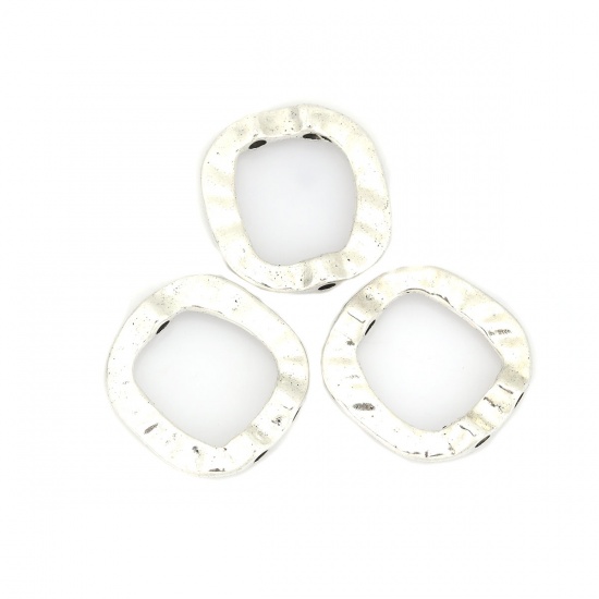 Picture of Zinc Based Alloy Beads 3 Holes Oval Antique Silver Filigree About 30mm x 28mm, Hole: Approx 2.6mm, 20 PCs