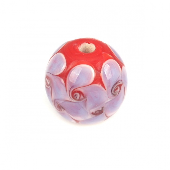 Bild von Muranoglas Perlen Rund Bunt Blumen ca 14mm D., Loch:ca. 2.6mm, 1 Stück