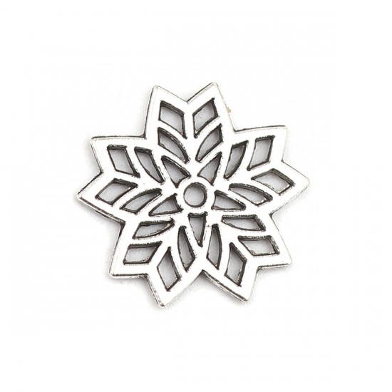 Picture of Zinc Based Alloy Embellishments Christmas Snowflake Antique Silver Hollow 16mm x 15mm, 70 PCs