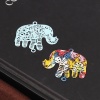 Immagine di Rame Filigree Stamping Connettore Elefante Multicolore Pittura 24mm x 23mm, 10 Pz