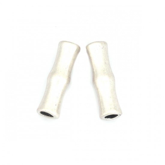 Picture of Zinc Based Alloy Spacer Beads Bamboo-shaped Antique Silver Filled About 22mm x 7mm, Hole: Approx 3.8mm, 5 PCs