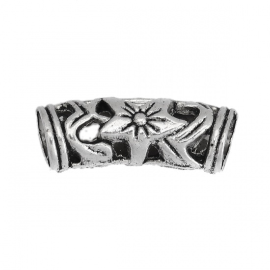 Picture of Zinc Based Alloy Spacer Beads Cylinder Antique Silver Filigree About 20mm x 8mm, Hole: Approx 4.5mm, 50 PCs