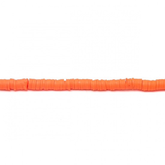 Picture of Polymer Clay Katsuki Beads Heishi Beads Disc Beads Round Orange About 4mm Dia, Hole: Approx 1.1mm, 40.5cm(16") - 40cm(15 6/8") long, 200 Strands (Approx 330 - 350 PCs/Strand)